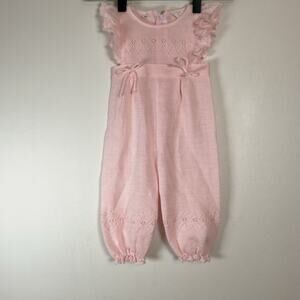 Baby Girl Clothes Friemanit 6 Month Pink Acrylic Knit Outfit Vintage Ruffles Bow